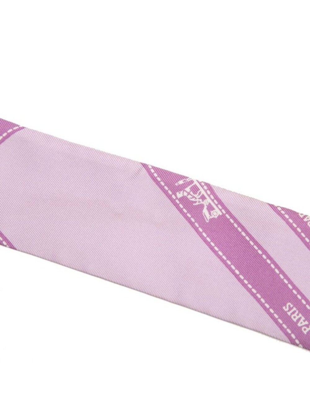 Hermes Twilly Bolduc Pattern Scarf Purple White Silk - Picture 2 of 6